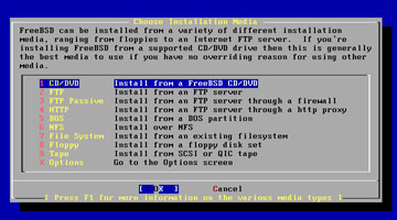 FreeBSD Choose Installation Media
