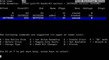 FreeBSD FDISK Partition Editor